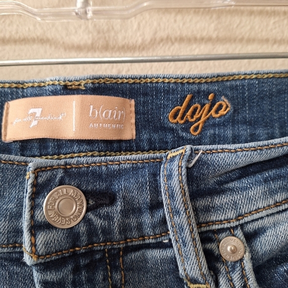 7 for all Mankind b(air) Dojo Blue Denim Jeans Frayed Hem Womens size 28 - Picture 2 of 7